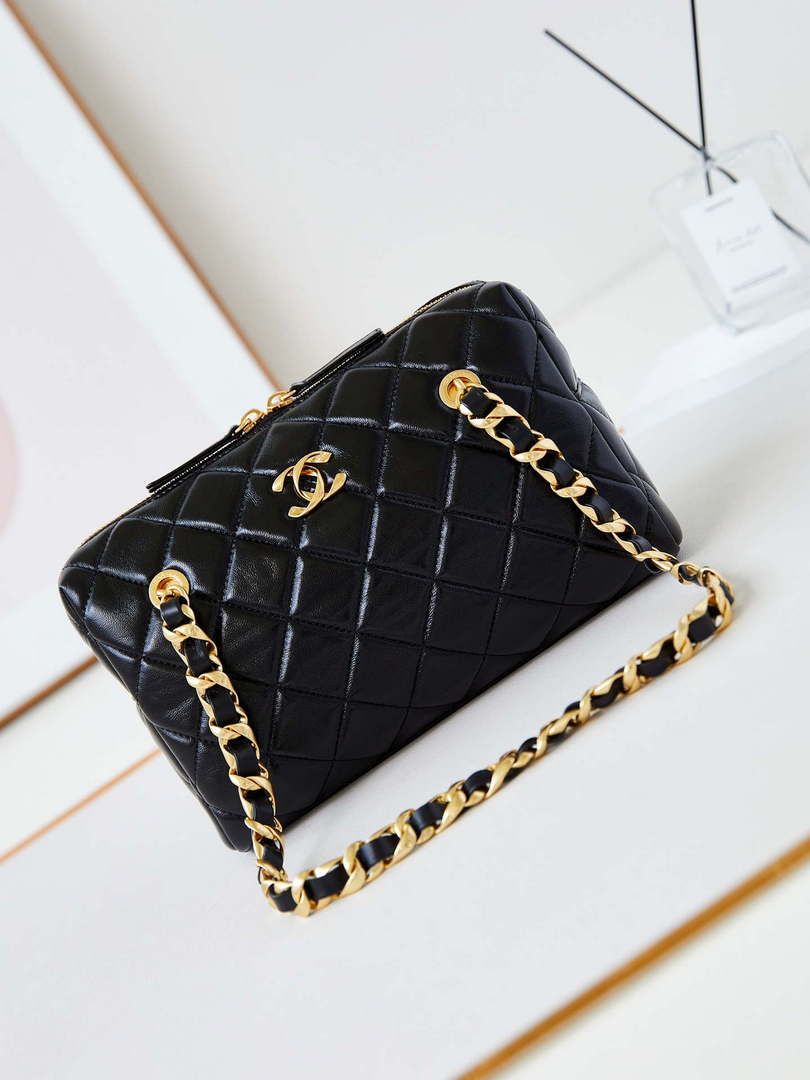 Chanel 24K New Bowling ball waxed Lambskin AS5152 Black Gold - Default Title - View 1