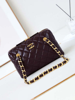 Chanel 24K New Bowling ball waxed Lambskin AS5152 Wine red Gold - Default Title - View 1