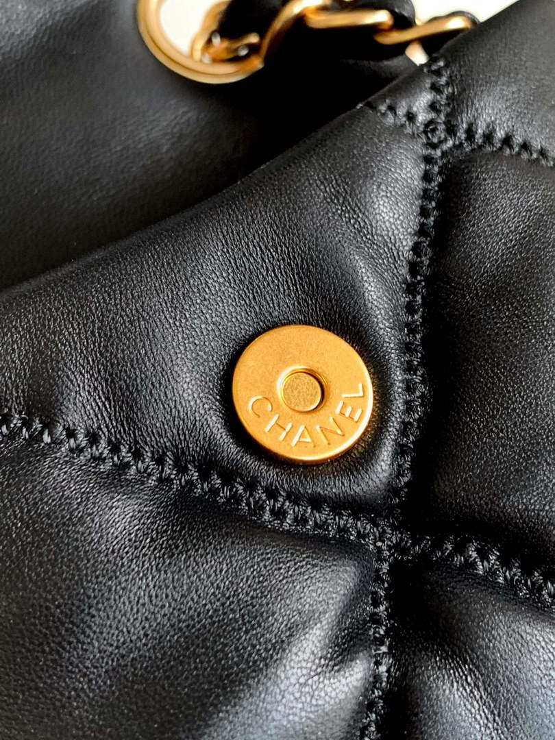 Chanel 24K New Mini Saddle Bag Lambskin AS9981 Black Gold