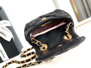 Chanel 24K New Mini Saddle Bag Lambskin AS9981 Black Gold - Default Title - View 8