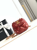 Chanel 24K New Mini Saddle Bag Lambskin AS9981 Red Gold