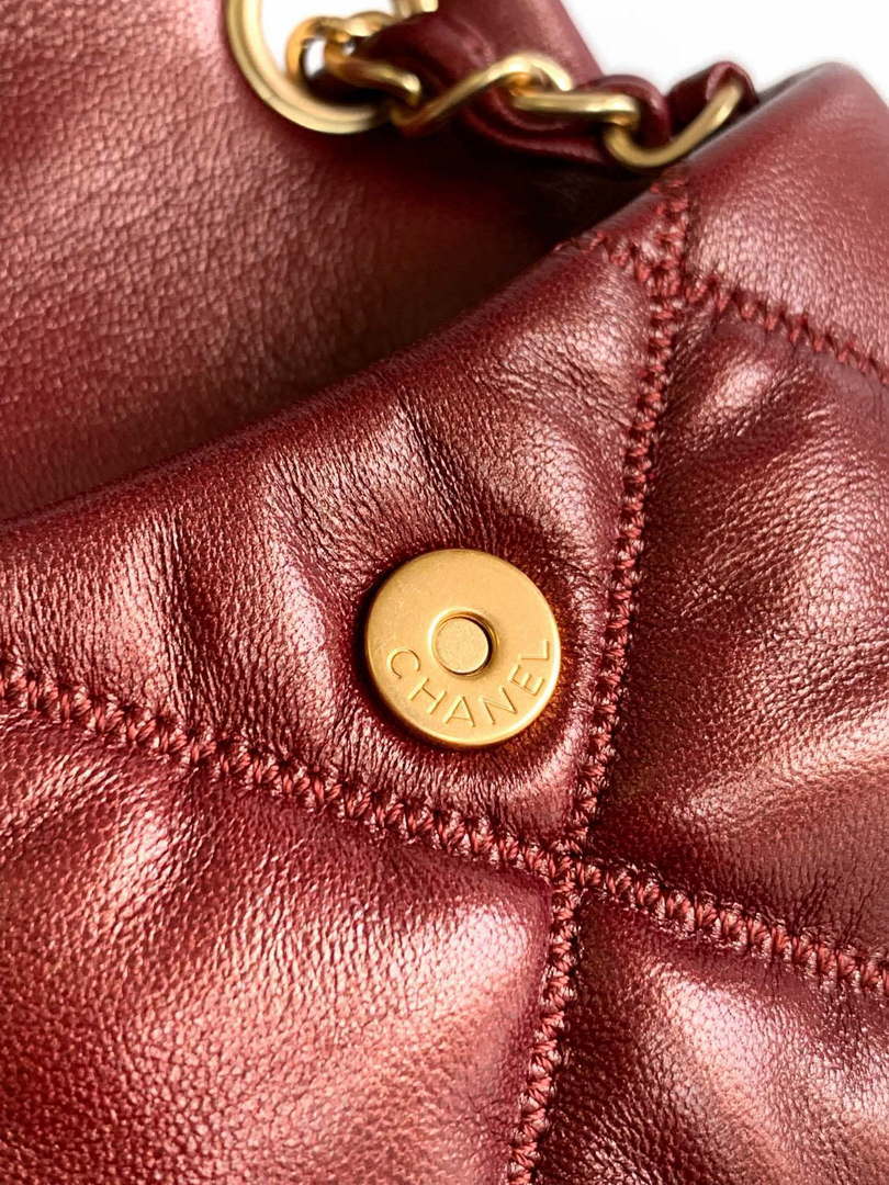 Chanel 24K New Mini Saddle Bag Lambskin AS9981 Red Gold