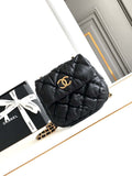 Chanel 24K New Saddle Small Bag Lambskin AS9980 Black Gold