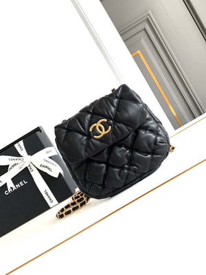 Chanel 24K New Saddle Small Bag Lambskin AS9980 Black Gold - Default Title - View 1