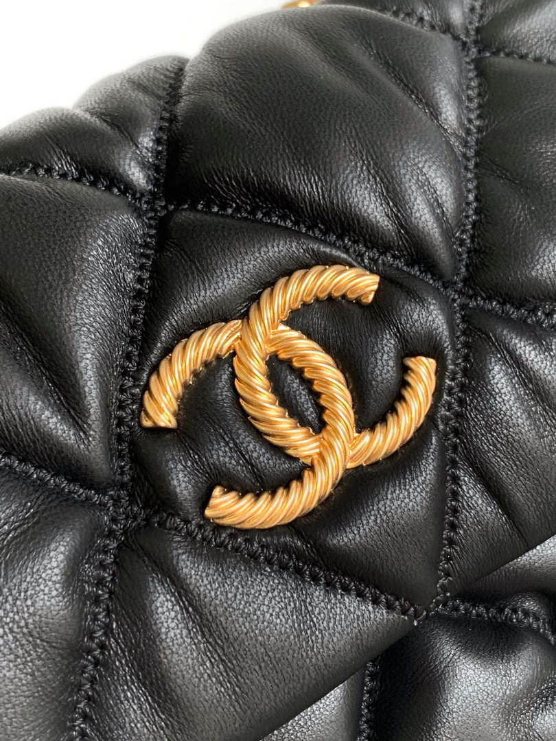 Chanel 24K New Saddle Small Bag Lambskin AS9980 Black Gold - Default Title - View 6