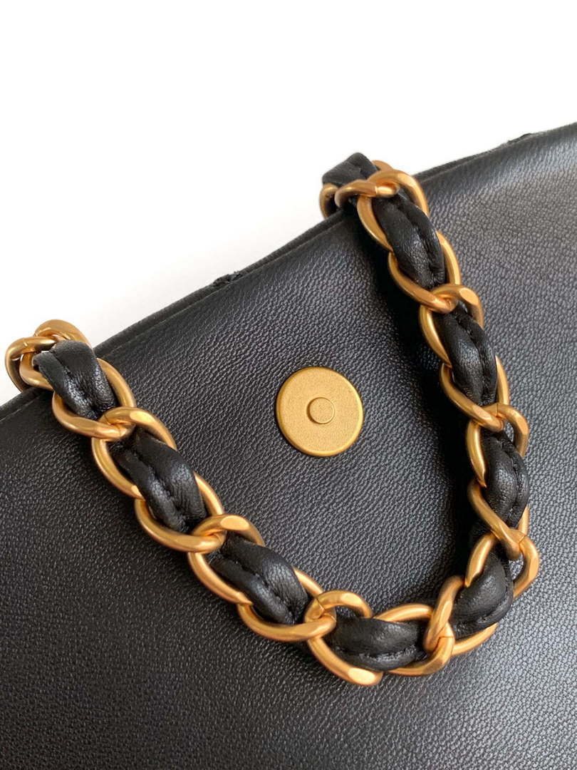 Chanel 24K New Saddle Small Bag Lambskin AS9980 Black Gold