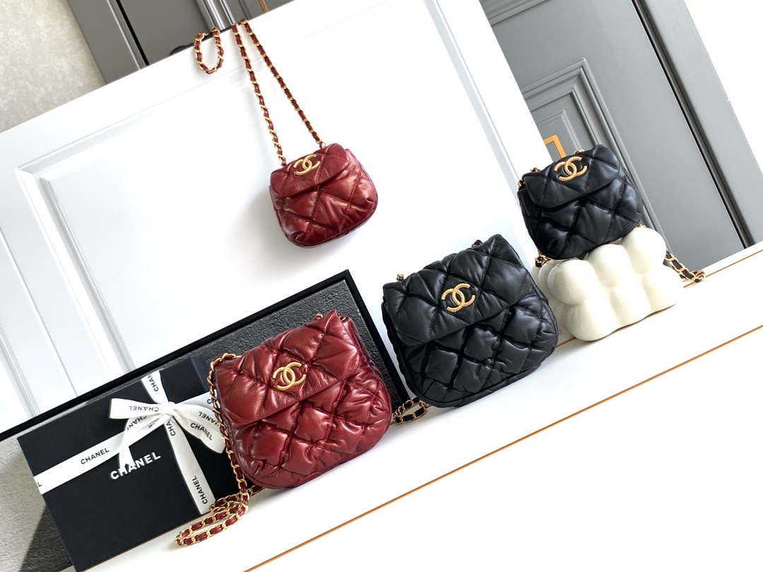 Chanel 24K New Saddle Small Bag Lambskin AS9980 Red Gold