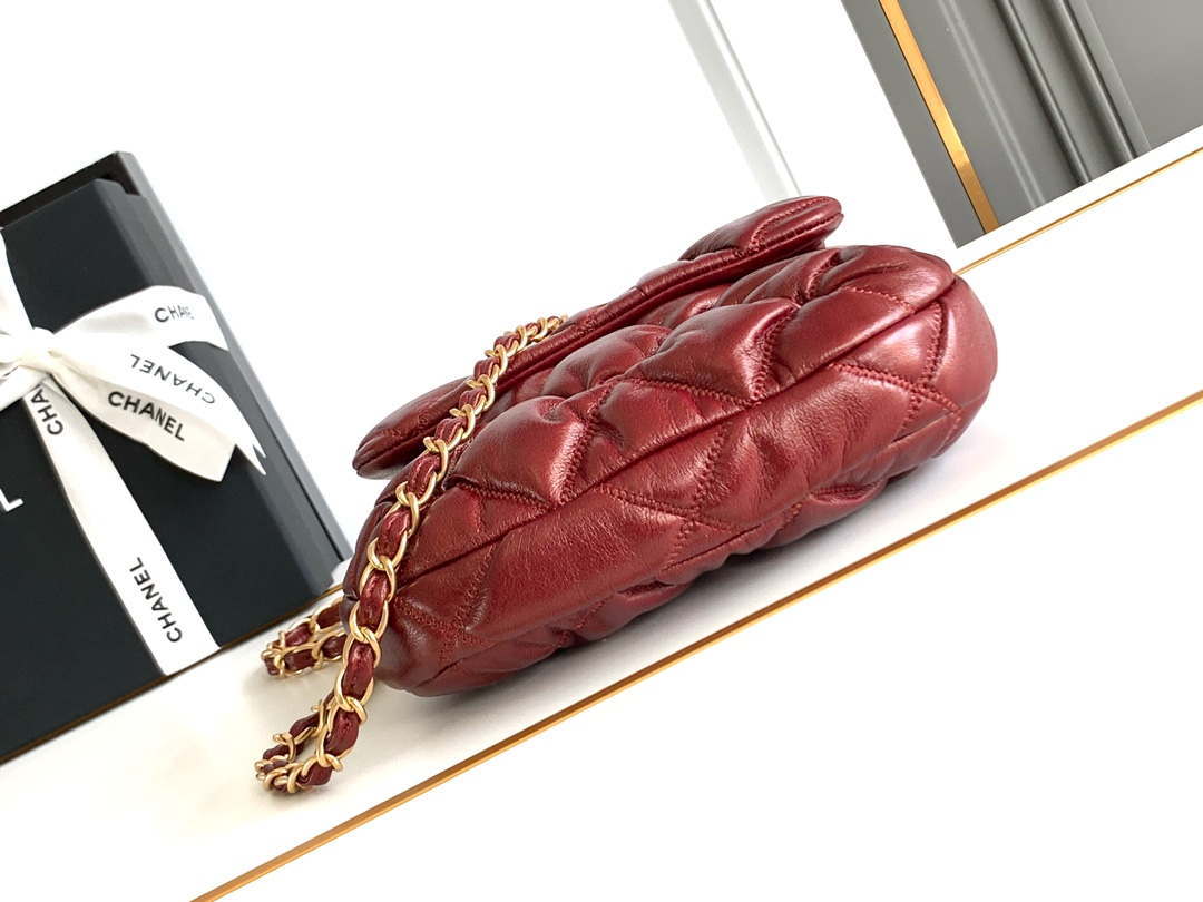 Chanel 24K New Saddle Small Bag Lambskin AS9980 Red Gold