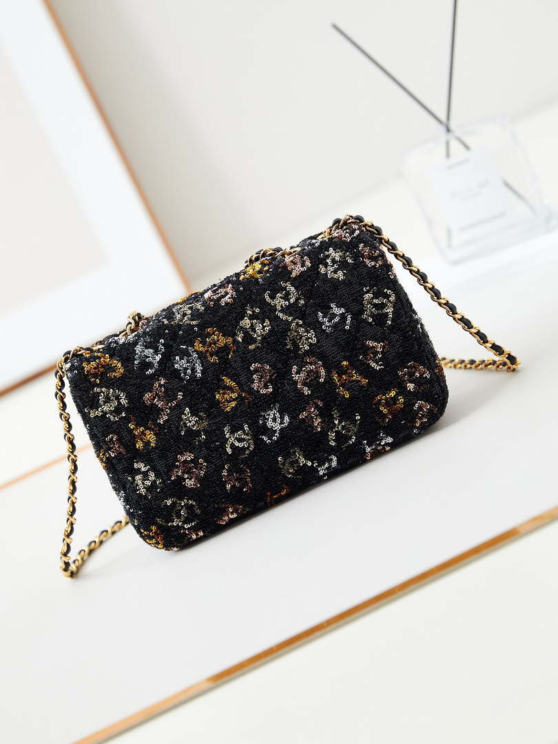 Chanel 24S AS4561 Flap Bag Sequins Gold-Tone Metal Multicolor Black - Default Title - View 5