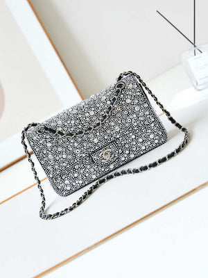 Chanel 24SS A01112 Flap Classic Handbag Large diamond inlaid Silver - Default Title - View 1