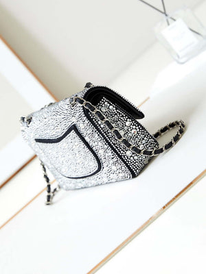 Chanel 24SS A01112 Flap Classic Handbag Large diamond inlaid Silver - Default Title - View 2