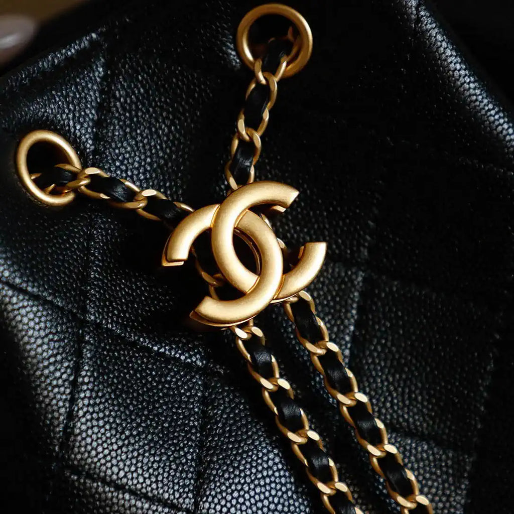 Chanel 25 AS5600 Medium Backpack Grained Calfskin & Gold-Tone Metal  Black