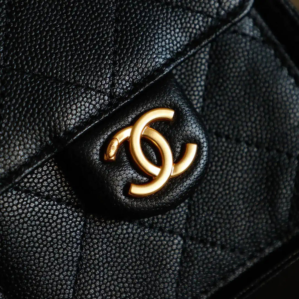 Chanel 25 AS5600 Medium Backpack Grained Calfskin & Gold-Tone Metal  Black
