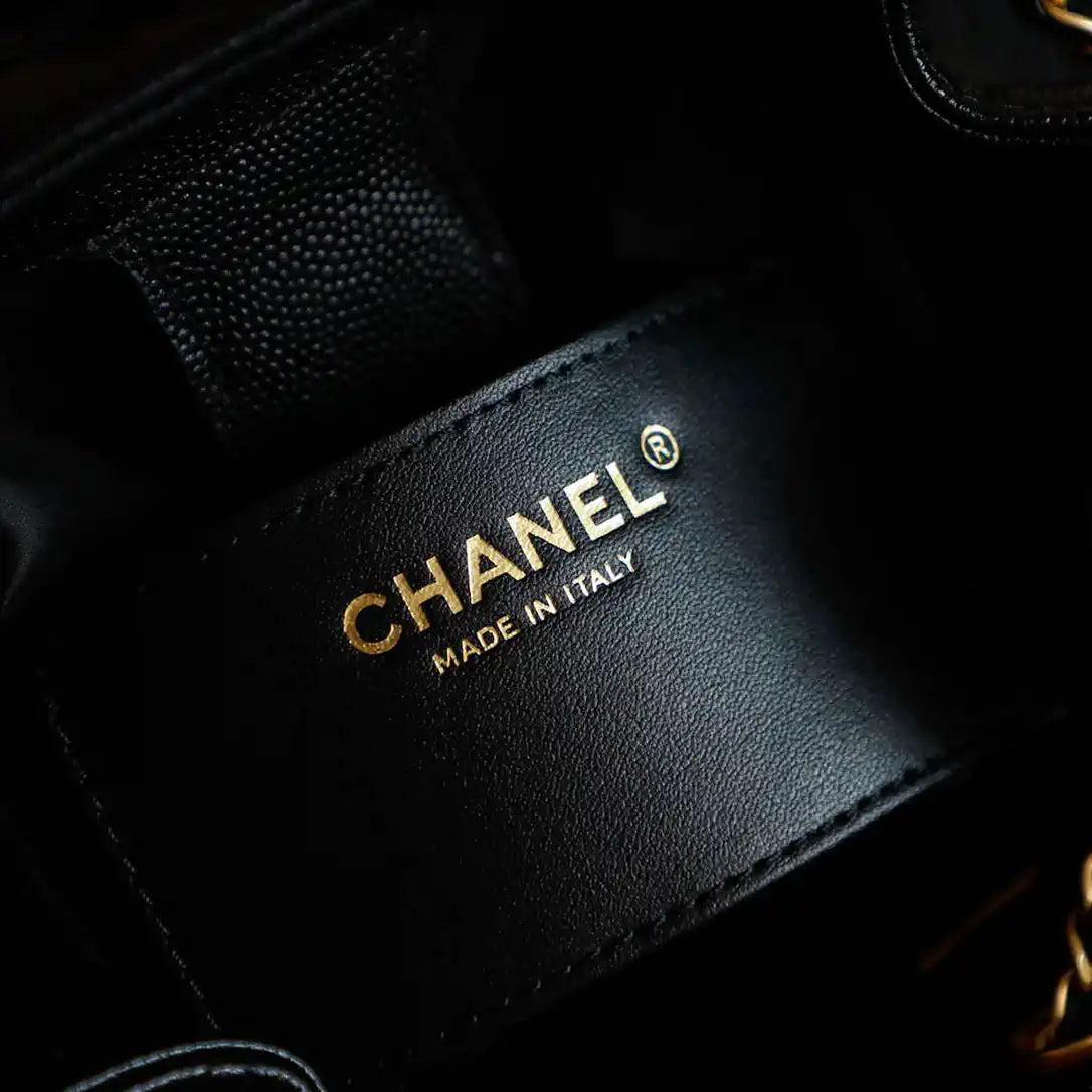 Chanel 25 AS5600 Medium Backpack Grained Calfskin & Gold-Tone Metal  Black