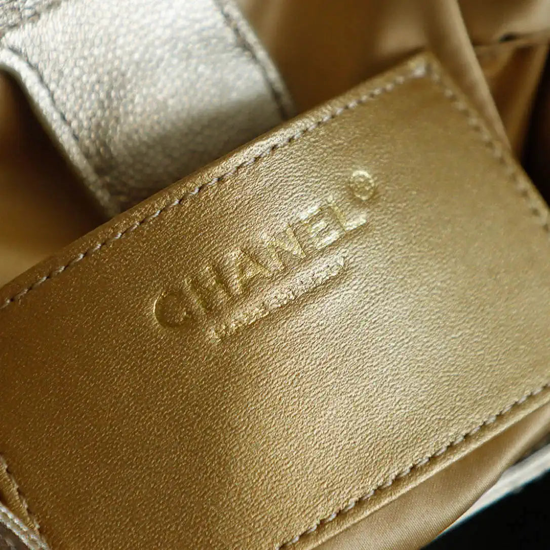 Chanel 25 AS5600 Medium Backpack Grained Calfskin & Gold-Tone Metal Champagne Gold