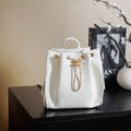 Chanel 25 AS5600 Medium Backpack Grained Calfskin & Gold-Tone Metal White