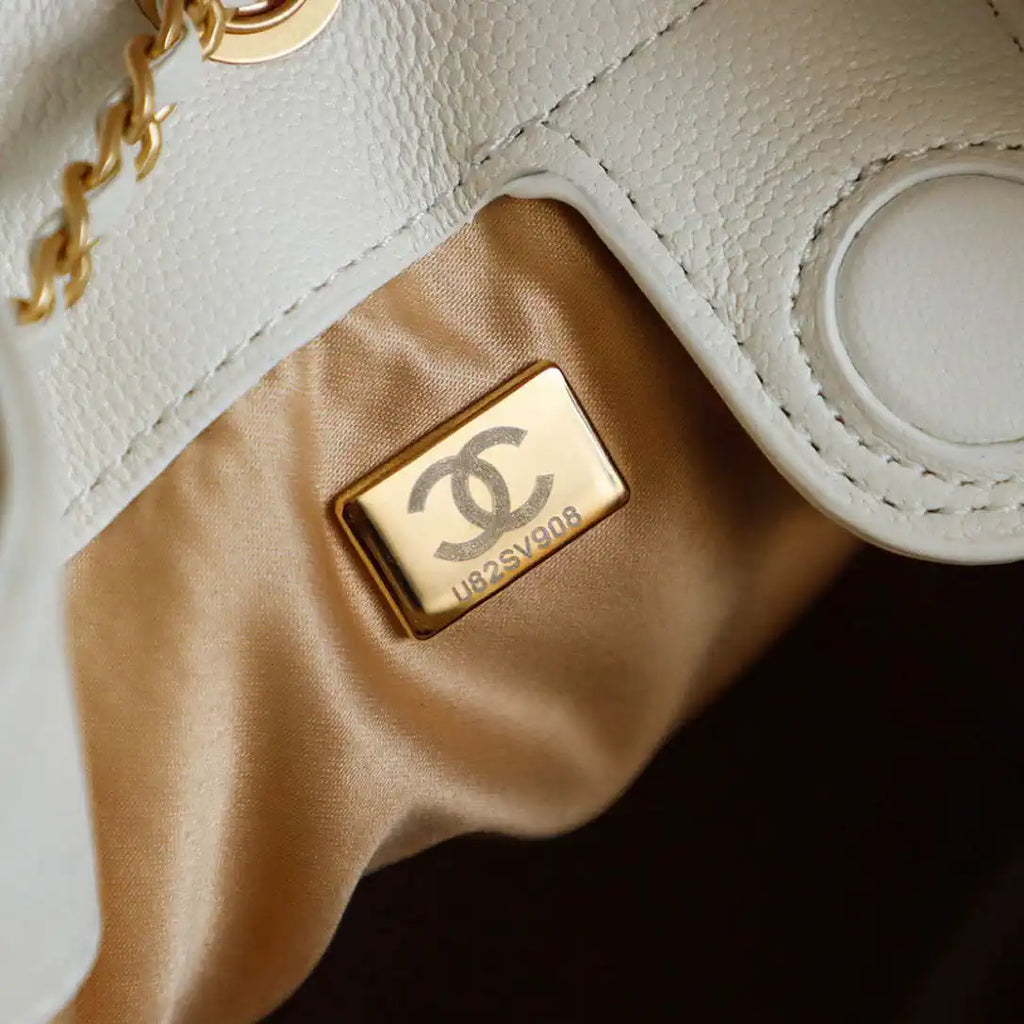 Chanel 25 AS5600 Medium Backpack Grained Calfskin & Gold-Tone Metal White