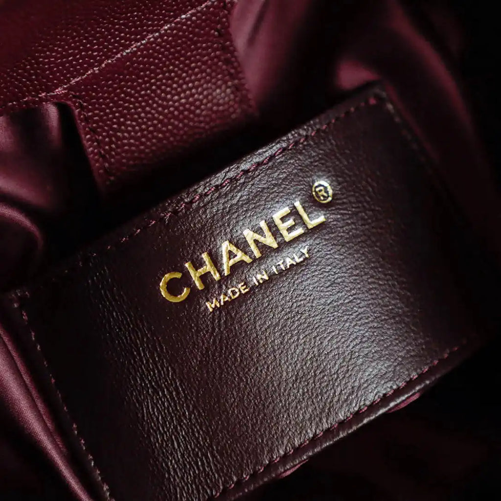 Chanel 25 AS5600 Medium Backpack Grained Calfskin & Gold-Tone Metal Wine Red