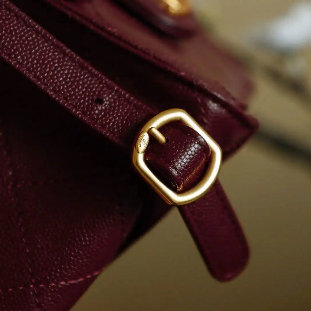 Chanel 25 AS5600 Medium Backpack Grained Calfskin & Gold-Tone Metal Wine Red