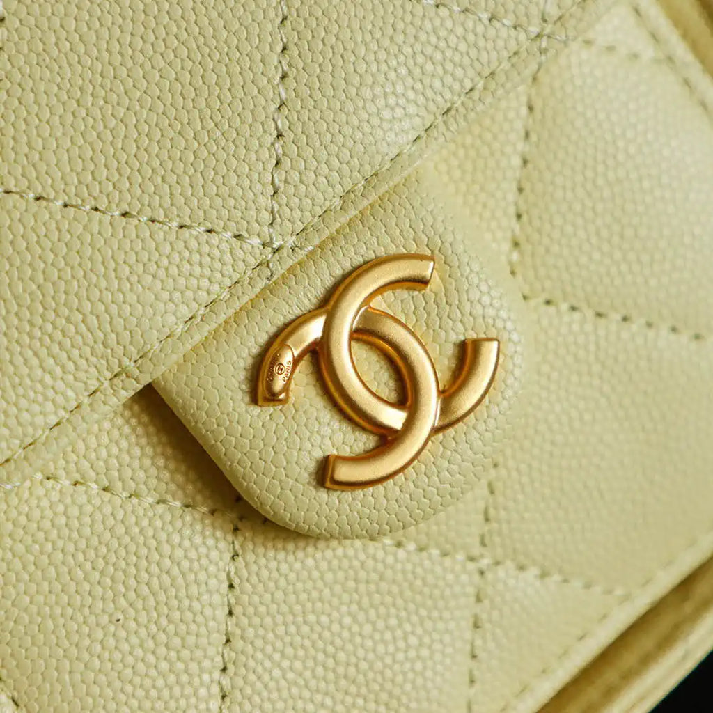 Chanel 25 AS5600 Medium Backpack Grained Calfskin & Gold-Tone Metal Yellow