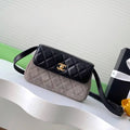 Chanel 25A AP4677 Flap bag Suede &Calfskin Gold-Tone Metal Gray