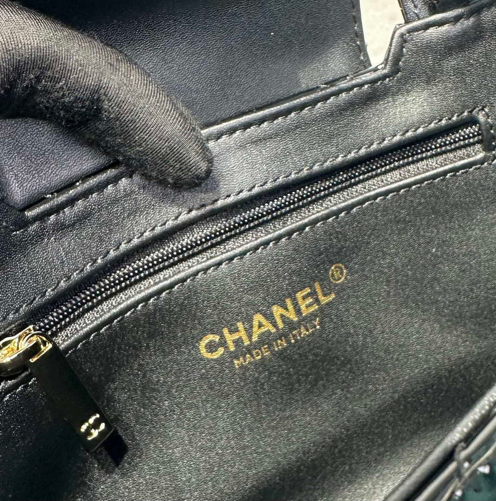 Chanel 25A AS4416 Mini Shopping Bag Mirror Calfskin Black