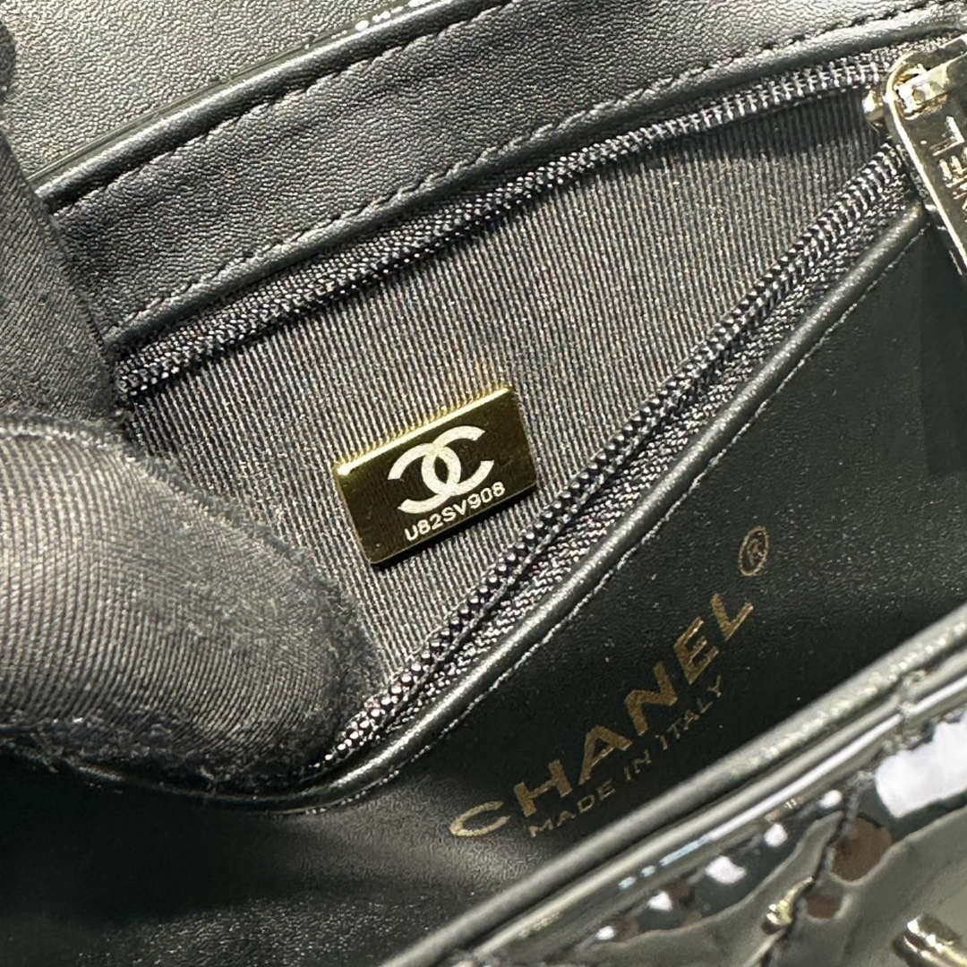 Chanel 25A AS4416 Mini Shopping Bag Mirror Calfskin Black
