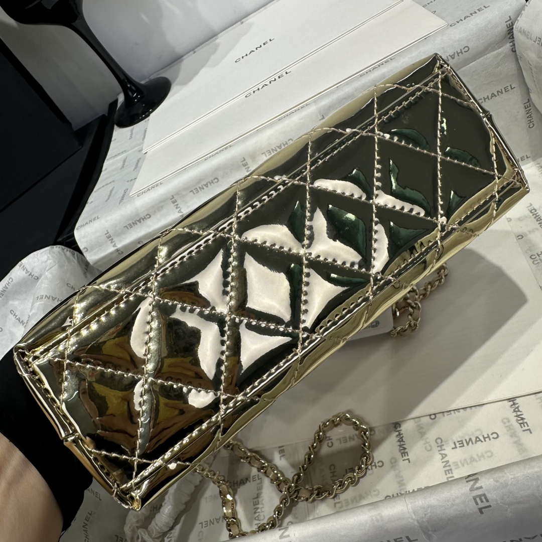 Chanel 25A AS4416 Mini Shopping Bag Mirror Calfskin Gold - Default Title - View 6