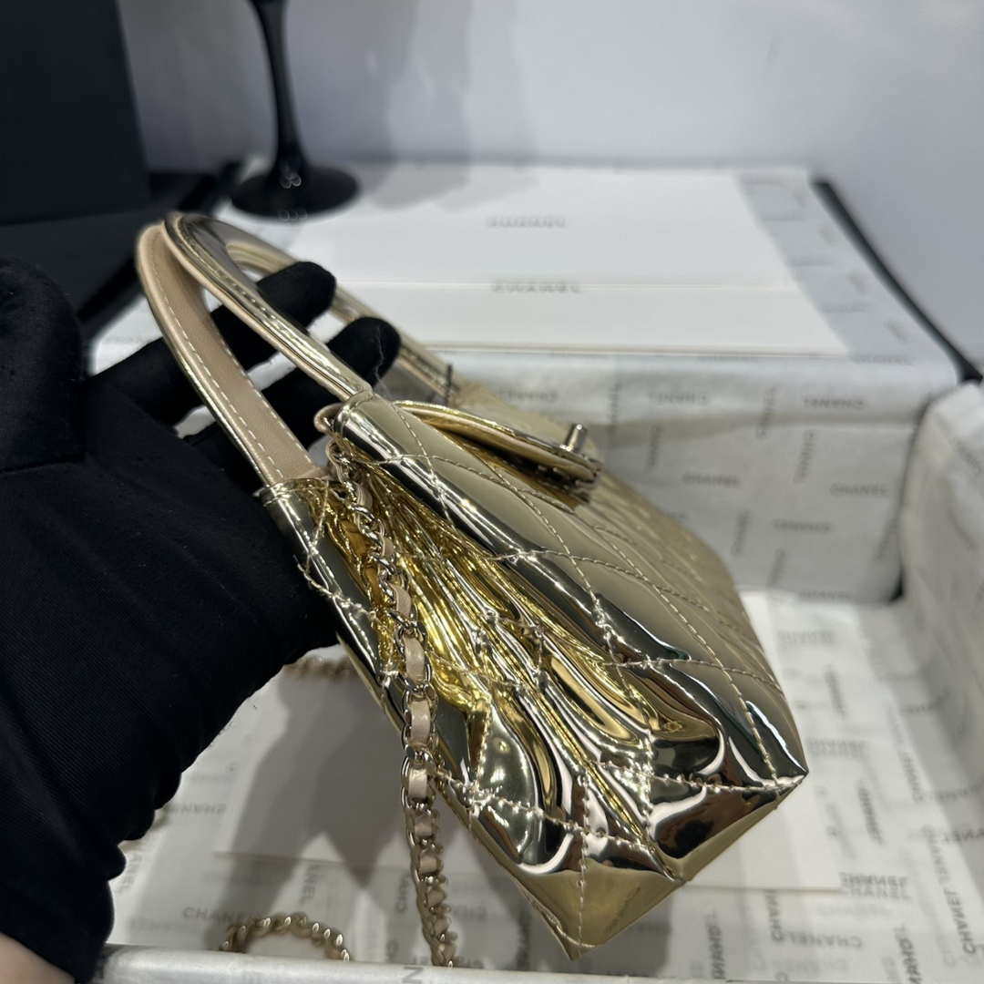 Chanel 25A AS4416 Mini Shopping Bag Mirror Calfskin Gold
