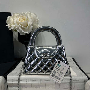 Chanel 25A AS4416 Mini Shopping Bag Mirror Calfskin Silver - Default Title - View 1