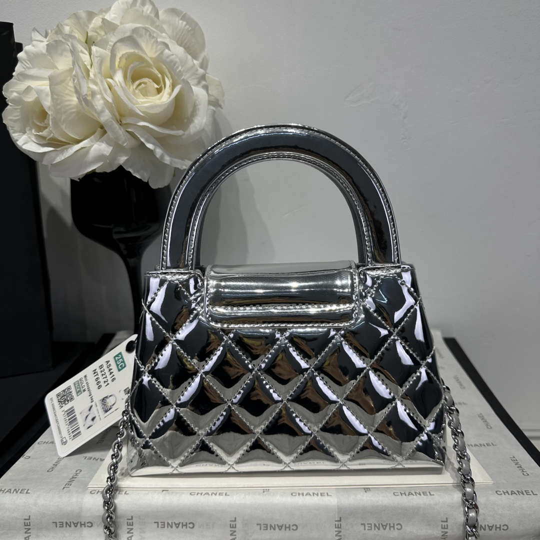 Chanel 25A AS4416 Mini Shopping Bag Mirror Calfskin Silver - Default Title - View 5