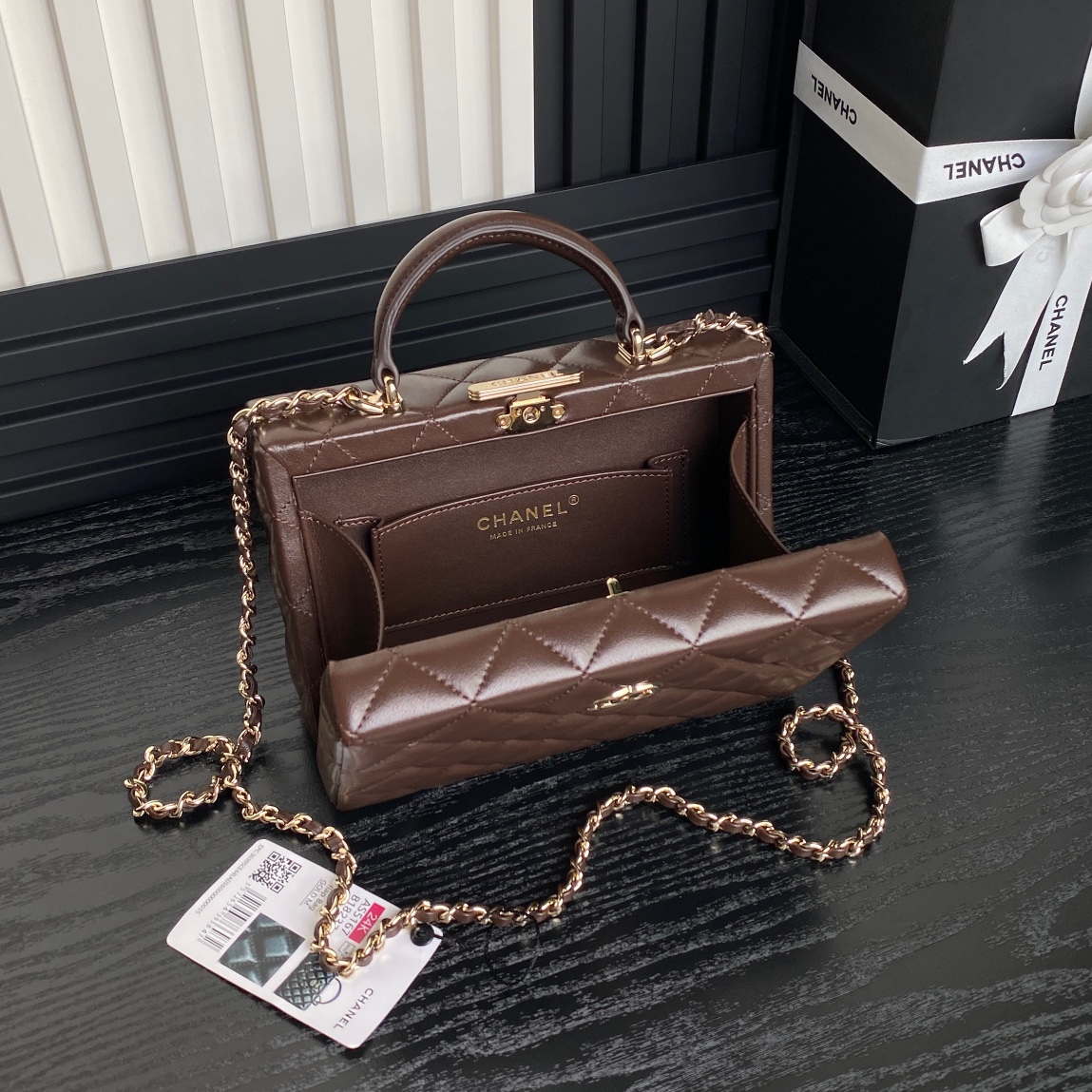 Chanel 25A AS5167 Small box bag Lambskin Dark Brown - Default Title - View 8