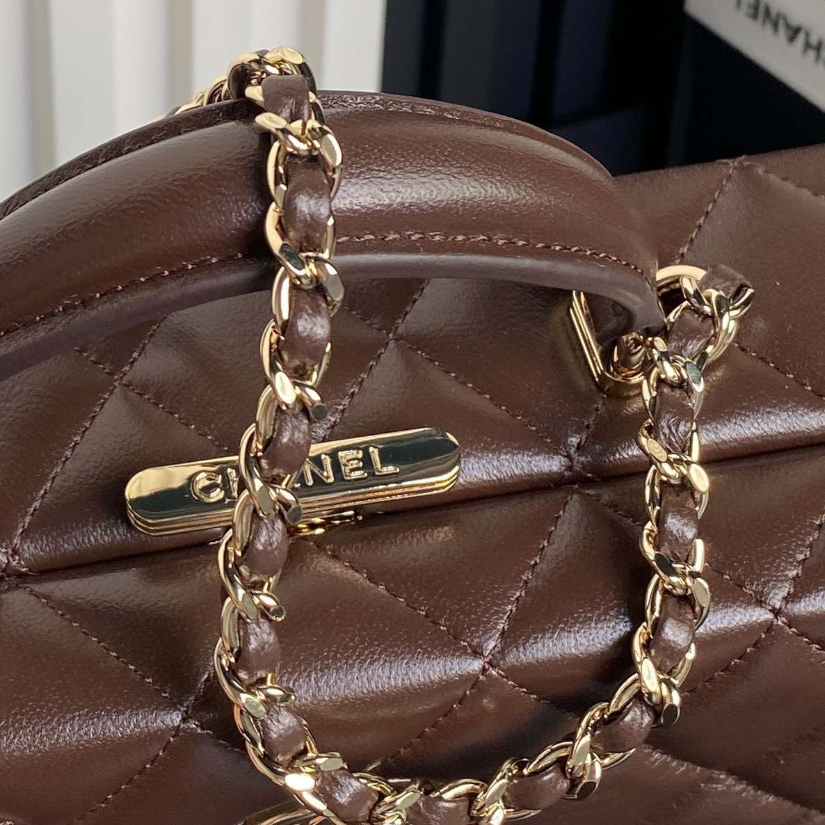 Chanel 25A AS5167 Small box bag Lambskin Dark Brown - Default Title - View 9