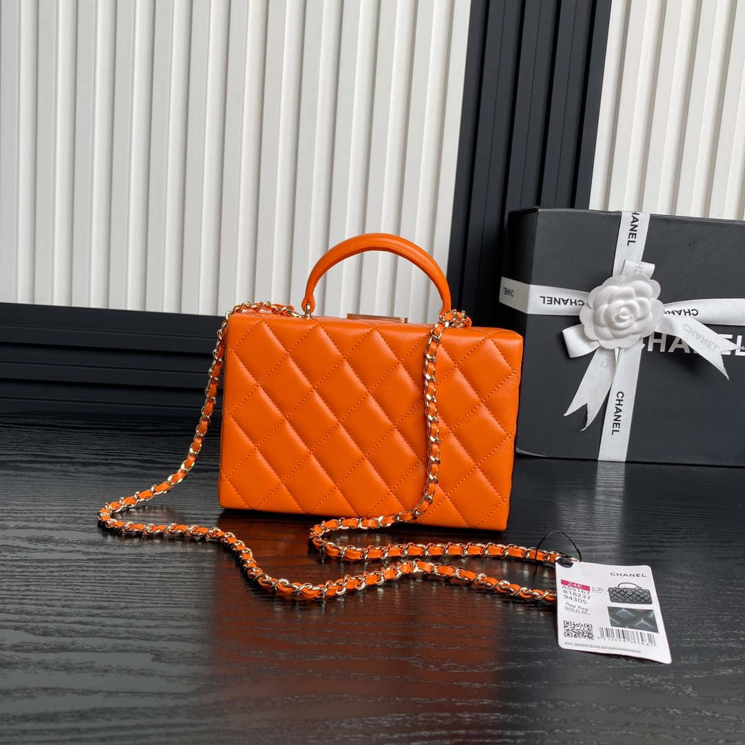 Chanel 25A AS5167 Small box bag Lambskin Orange - Default Title - View 3