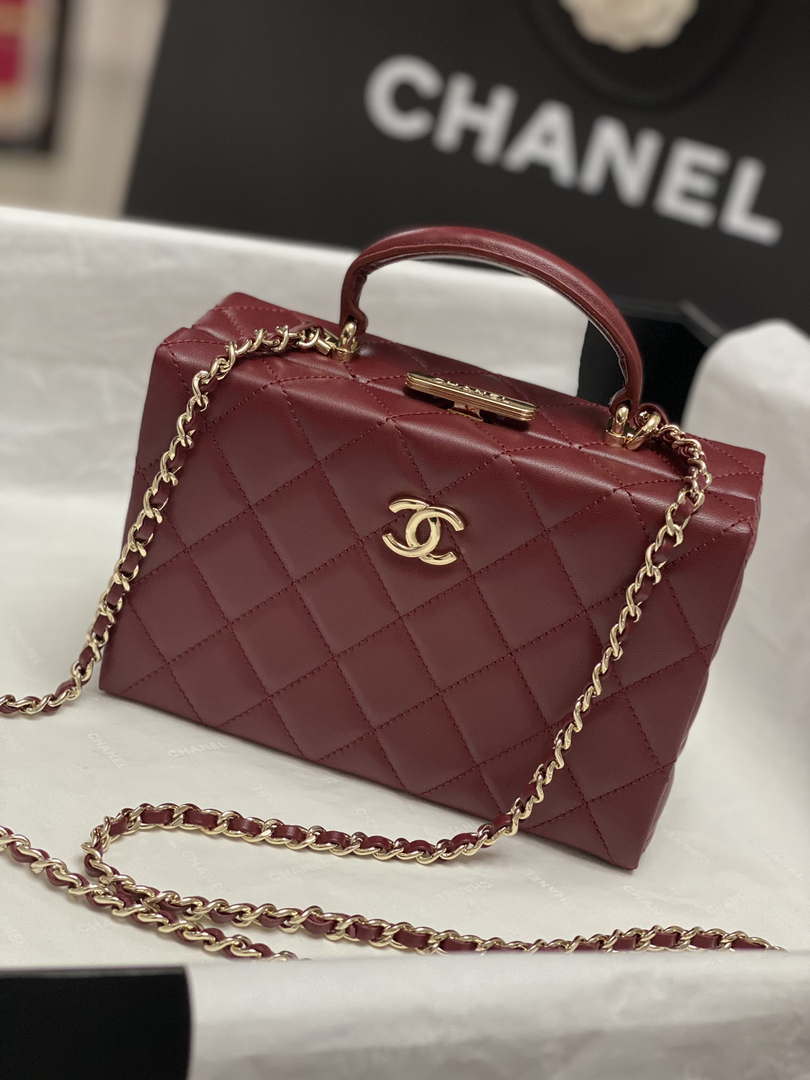 Chanel 25A AS5167 Small box bag Lambskin Red
