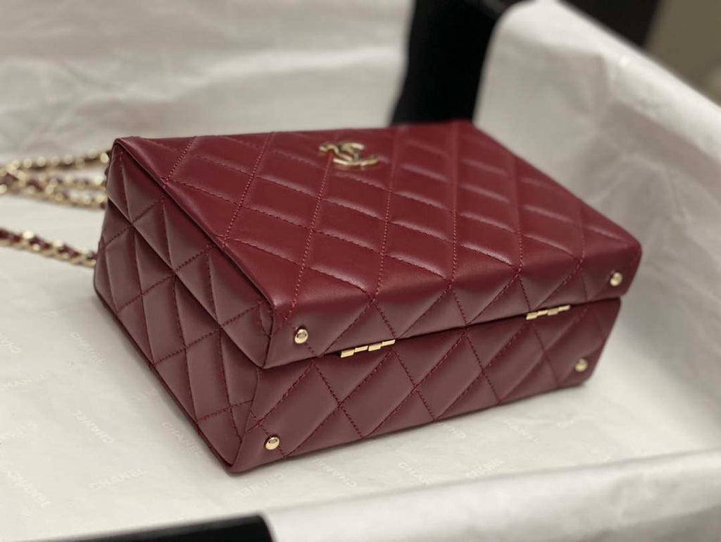 Chanel 25A AS5167 Small box bag Lambskin Red
