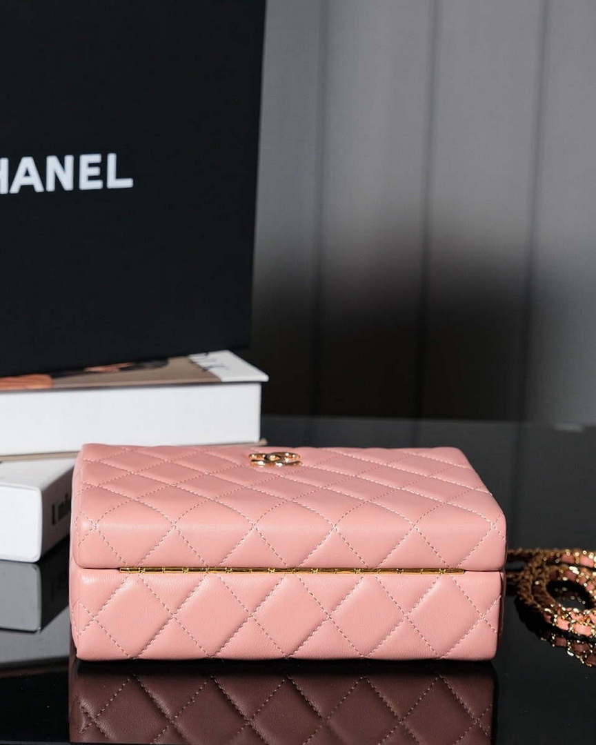 Chanel 25A AS5167 Autumn and Winter New Vanity Box Lambskin Bag Pink