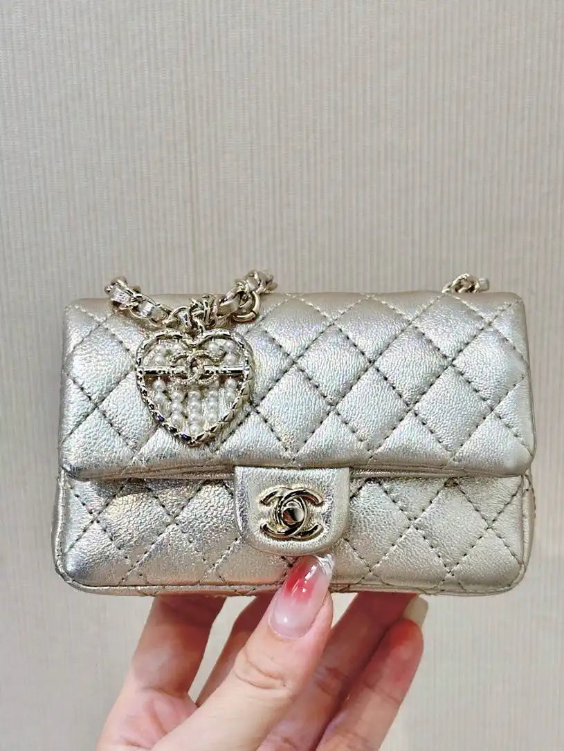 Chanel 25A Mini Flap Bag Lambskin AS4670 Light Gold