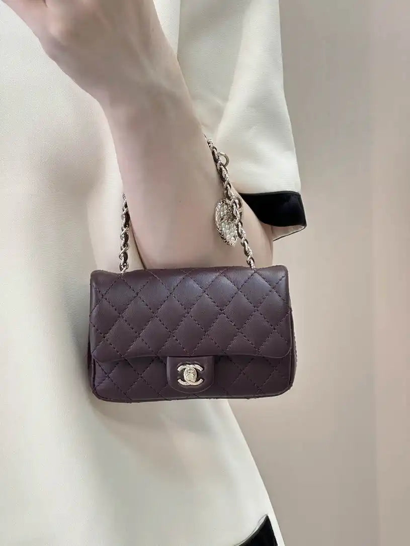 Chanel 25A Mini Flap Bag Lambskin AS4670 Wine Red