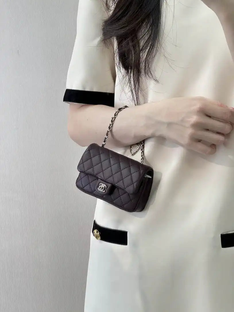 Chanel 25A Mini Flap Bag Lambskin AS4670 Wine Red