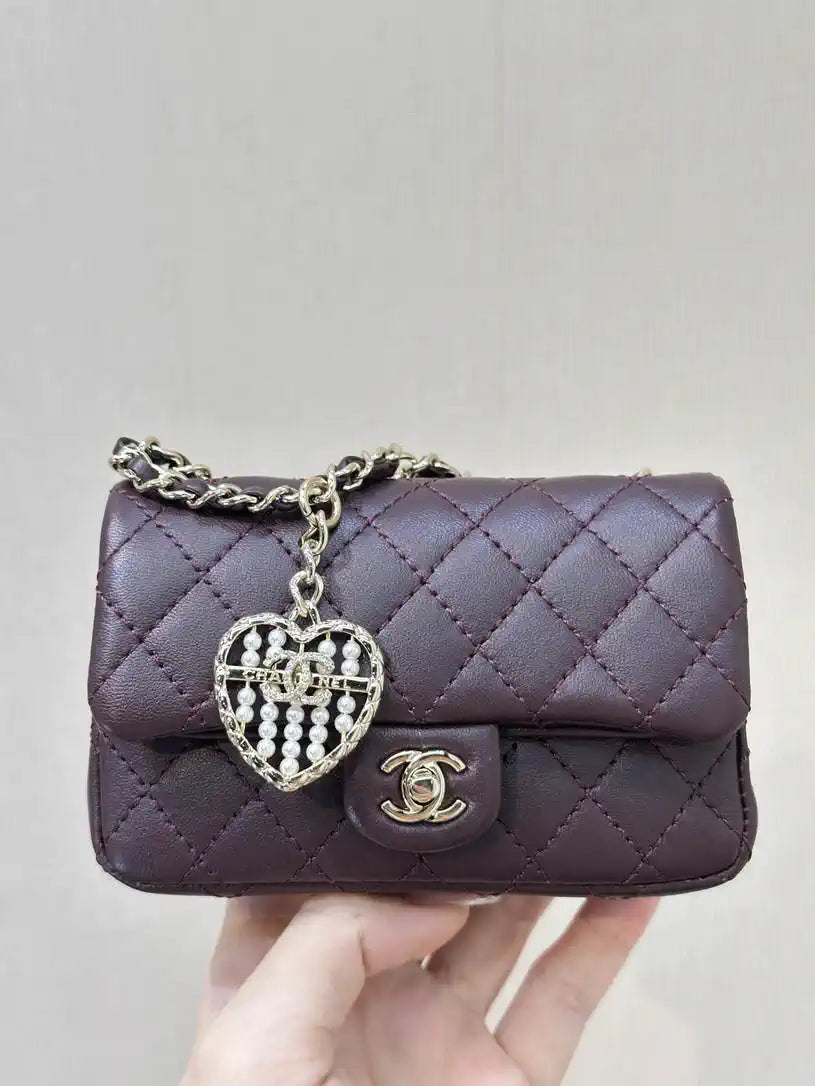 Chanel 25A Mini Flap Bag Lambskin AS4670 Wine Red