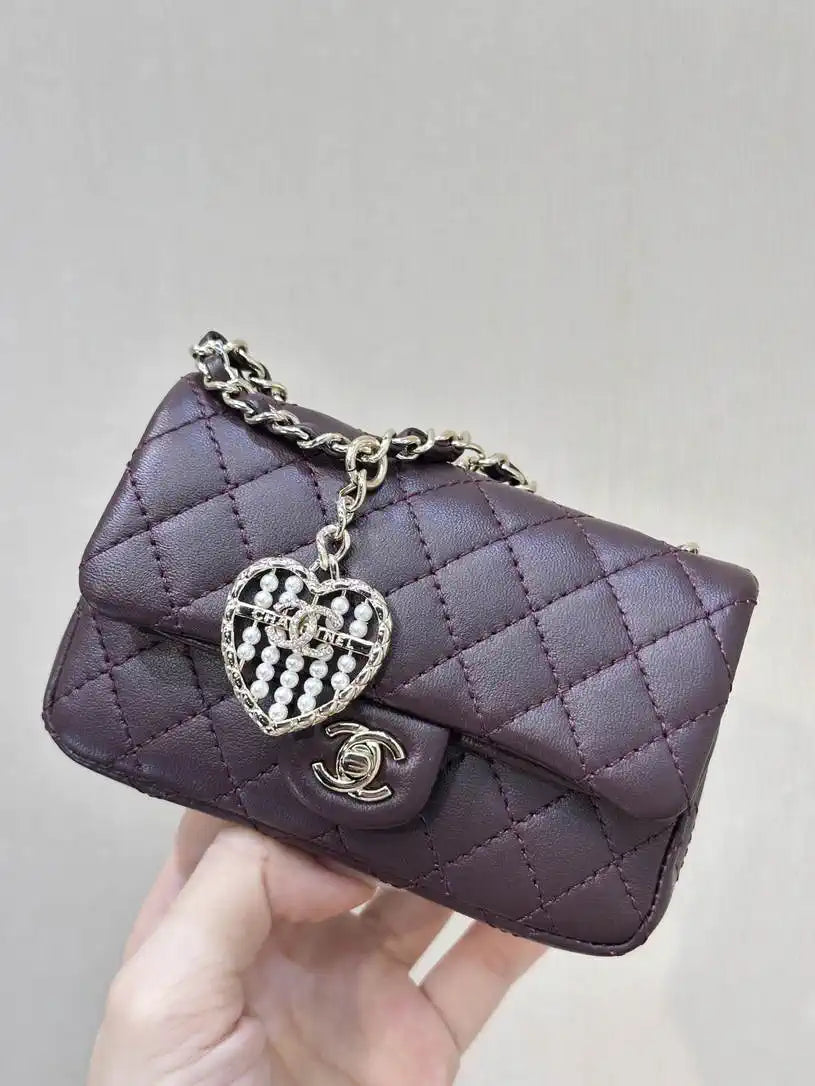 Chanel 25A Mini Flap Bag Lambskin AS4670 Wine Red