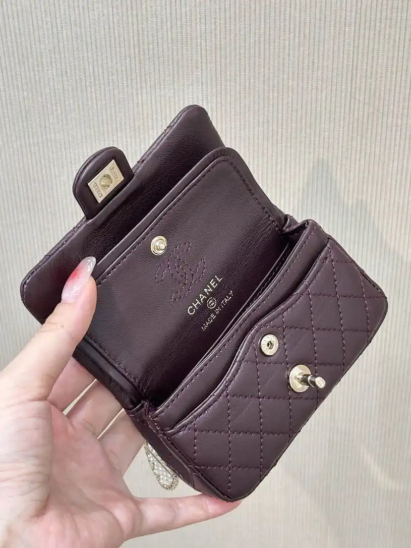 Chanel 25A Mini Flap Bag Lambskin AS4670 Wine Red