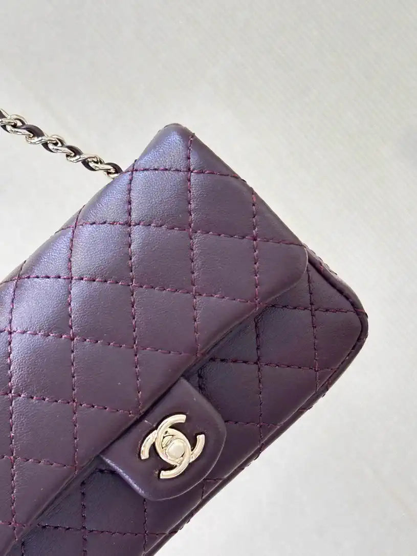 Chanel 25A Mini Flap Bag Lambskin AS4670 Wine Red