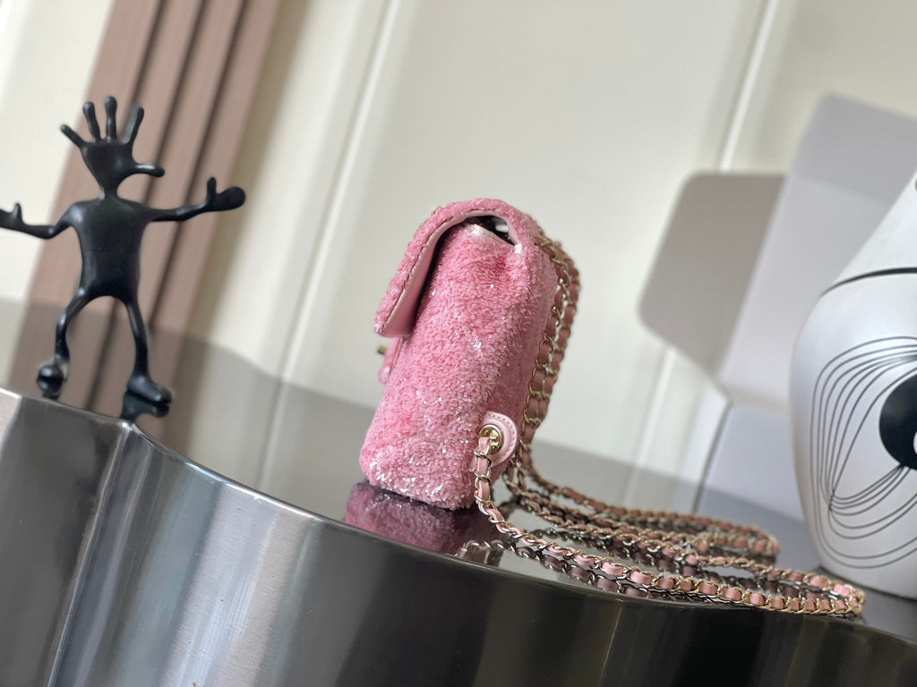Chanel 25B Backpack Quilted Sequins & Gold-Tone Metal  AS5711 Pink