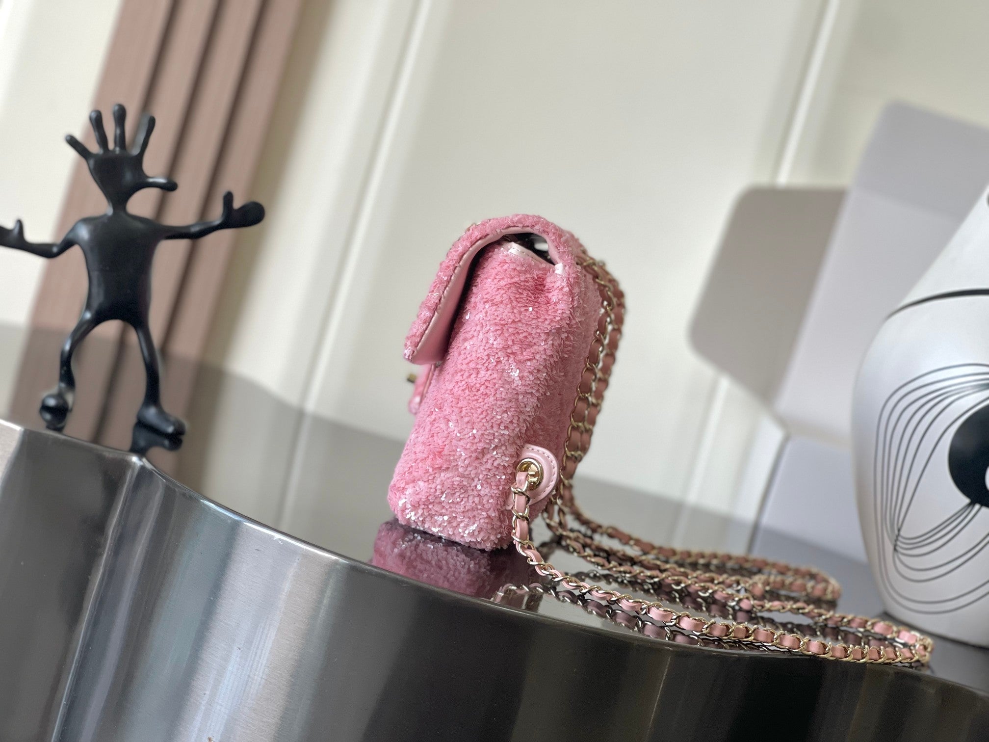 Chanel 25B Backpack Quilted Sequins & Gold-Tone Metal  AS5711 Pink