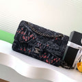 Chanel 25C A01112 Flap Bag Black Fabric Printed - Default Title - View 1
