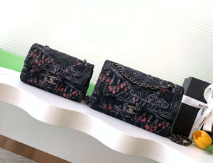 Chanel 25C A01112 Flap Bag Black Fabric Printed - Default Title - View 2