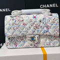 Chanel 25C A01112 Flap Bag  White  Pink Fabric Printed - Default Title - View 1