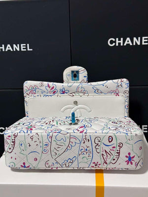 Chanel 25C A01112 Flap Bag  White  Pink Fabric Printed - Default Title - View 4